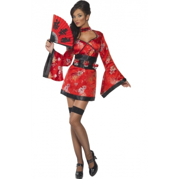 Aziatisch kostuum voor dames rood