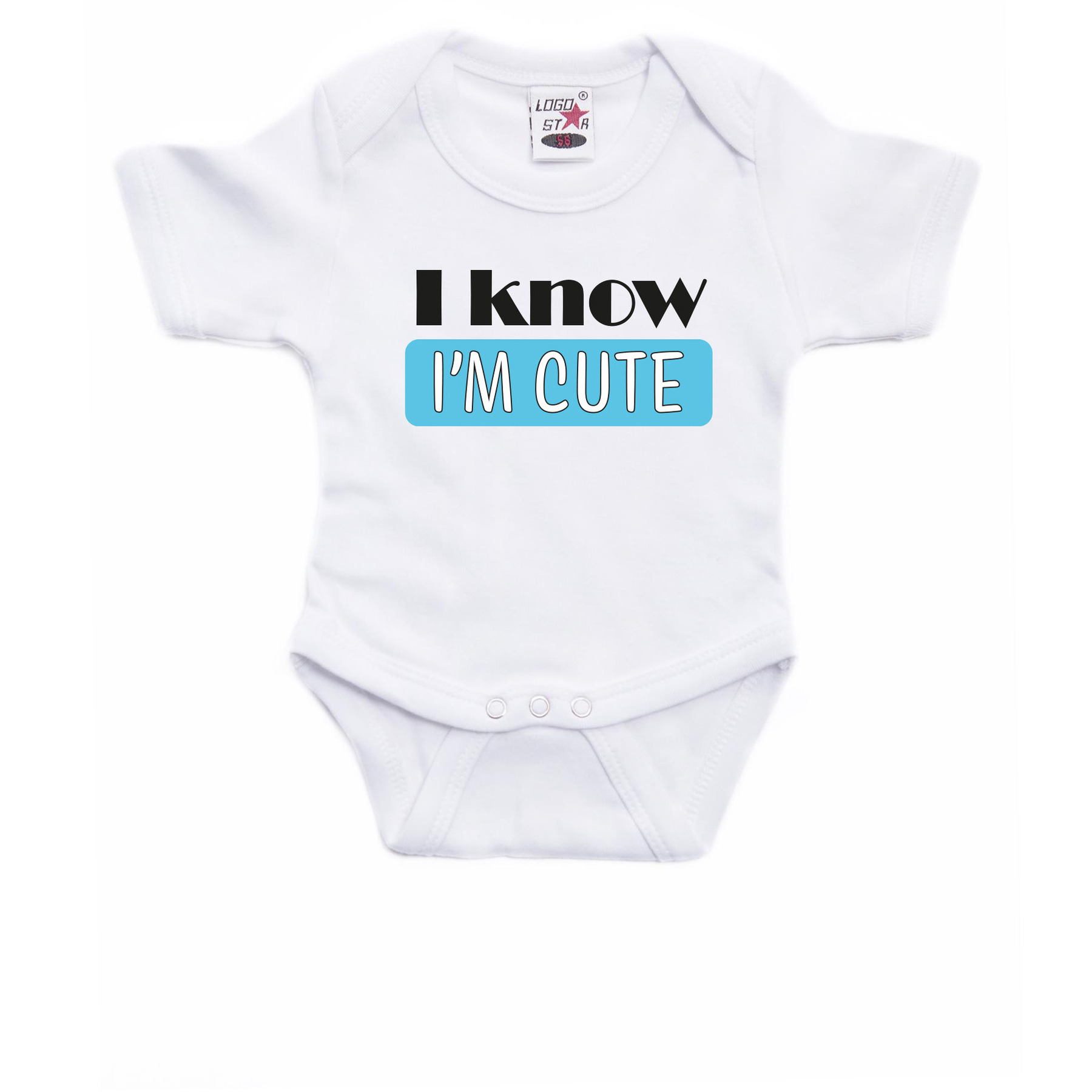 Baby rompertje jongen babyshower-kraamcadeau wit-blauw Cute