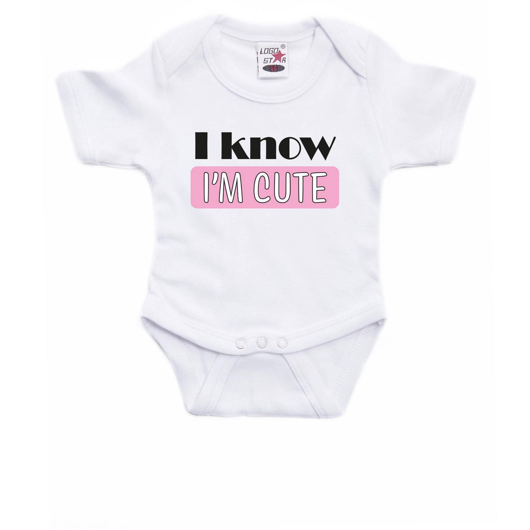 Baby rompertje meisje babyshower-kraamcadeau wit-roze Cute