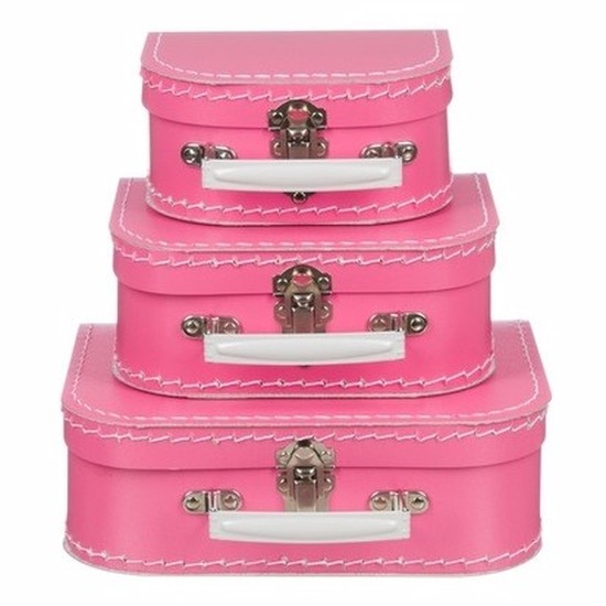 Babykamer koffertje roze el 16 cm