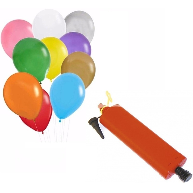 Ballonnen gekleurd 100 stuks met pompje