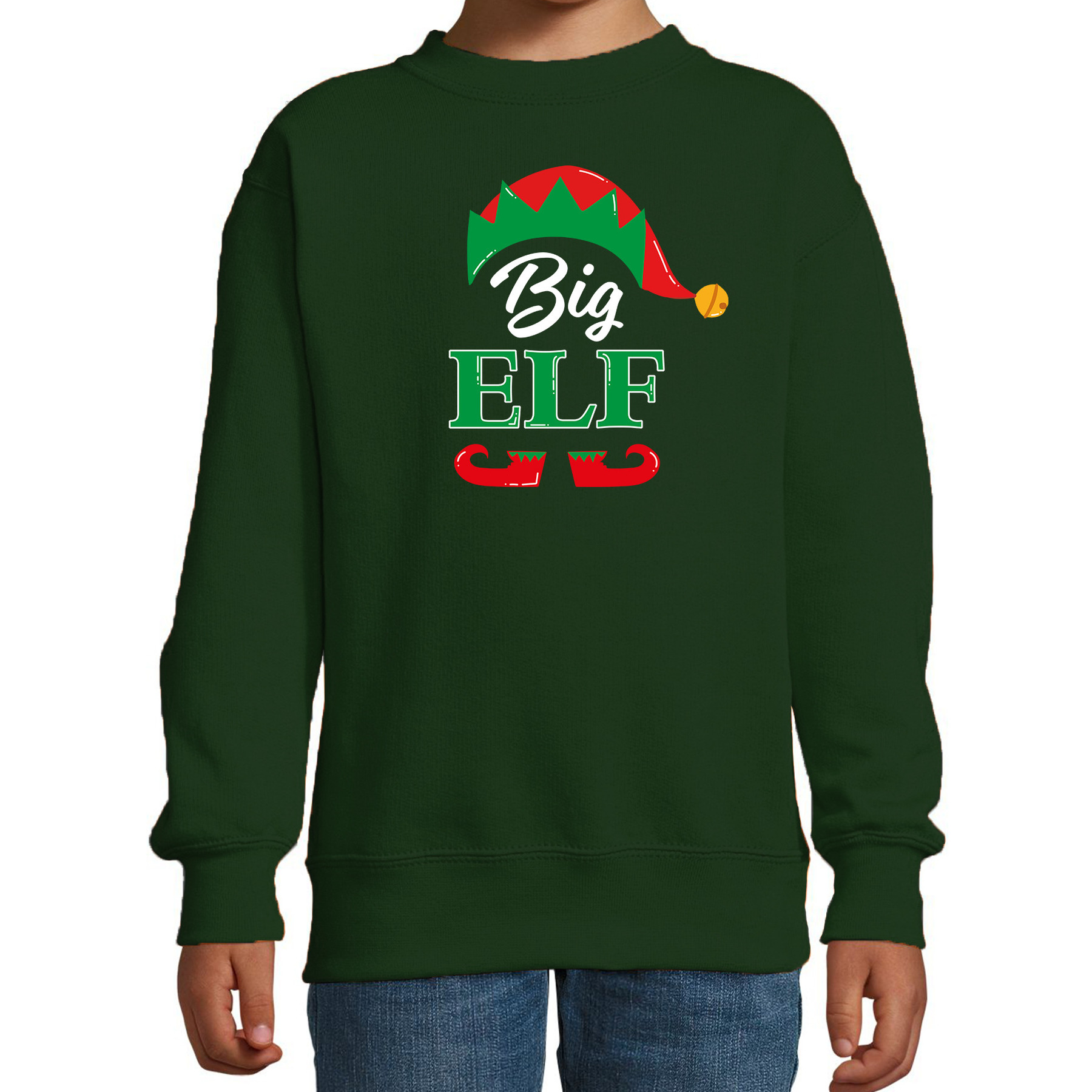 Big elf Kerstsweater-Kersttrui groen voor kinderen