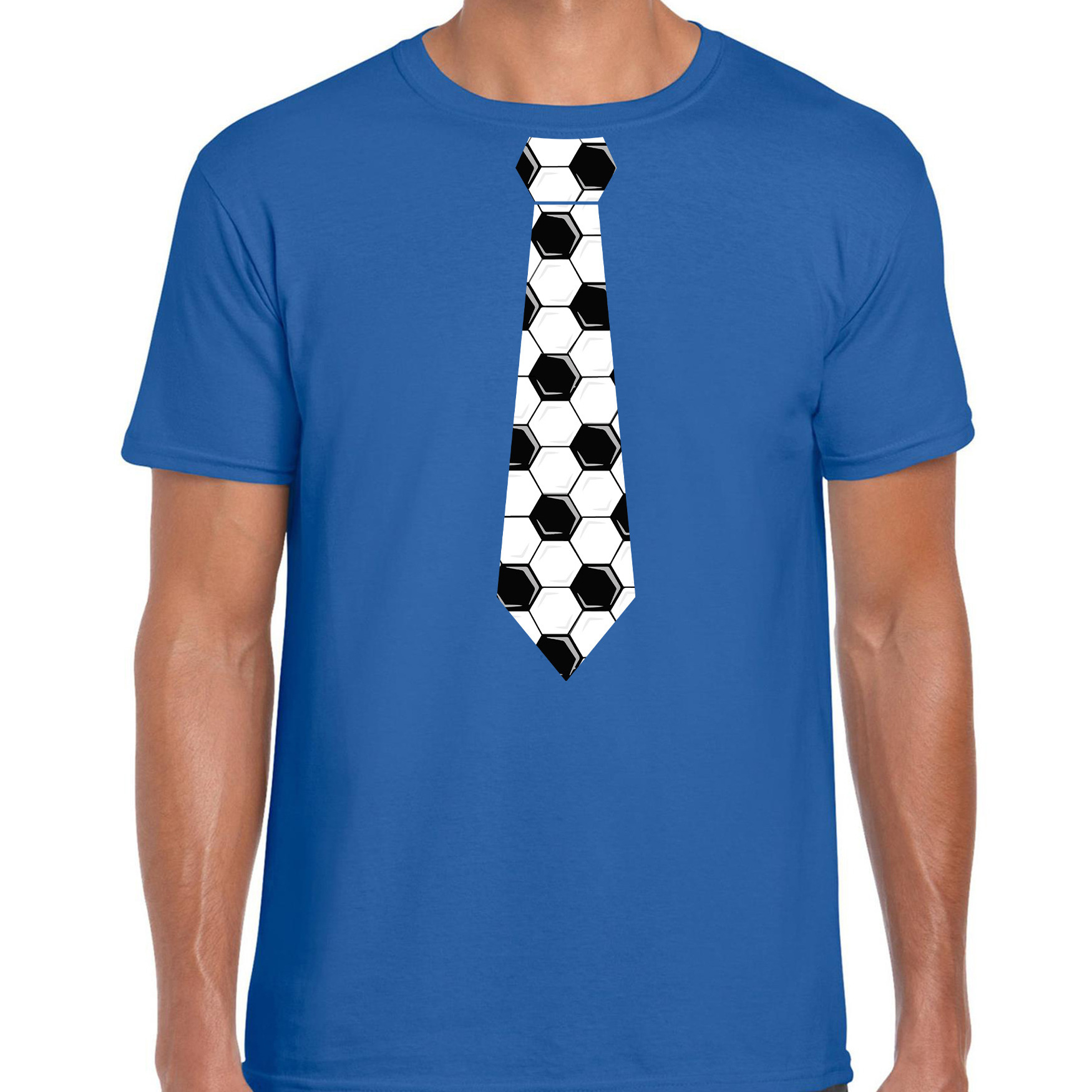 Blauw supporter t-shirt voetbal stropdas EK- WK voor heren