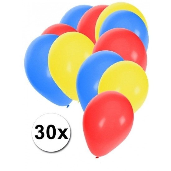 Blauwe rode en gele ballonnen 30x