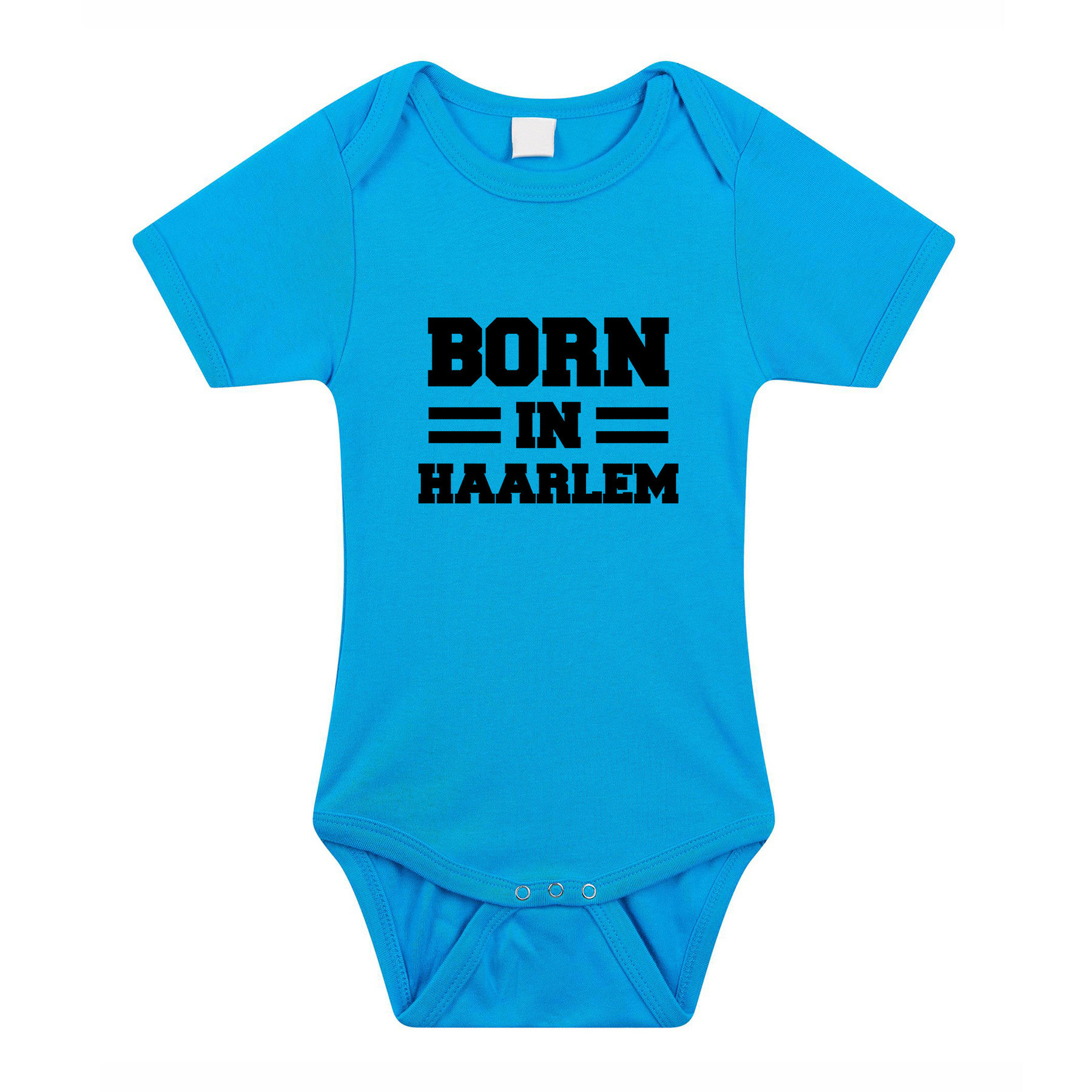 Born in Haarlem cadeau baby rompertje blauw jongens