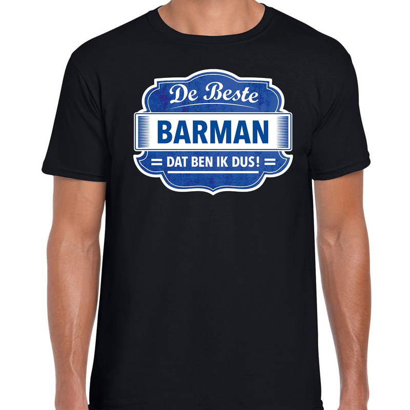 Cadeau t-shirt voor de beste barman zwart voor heren