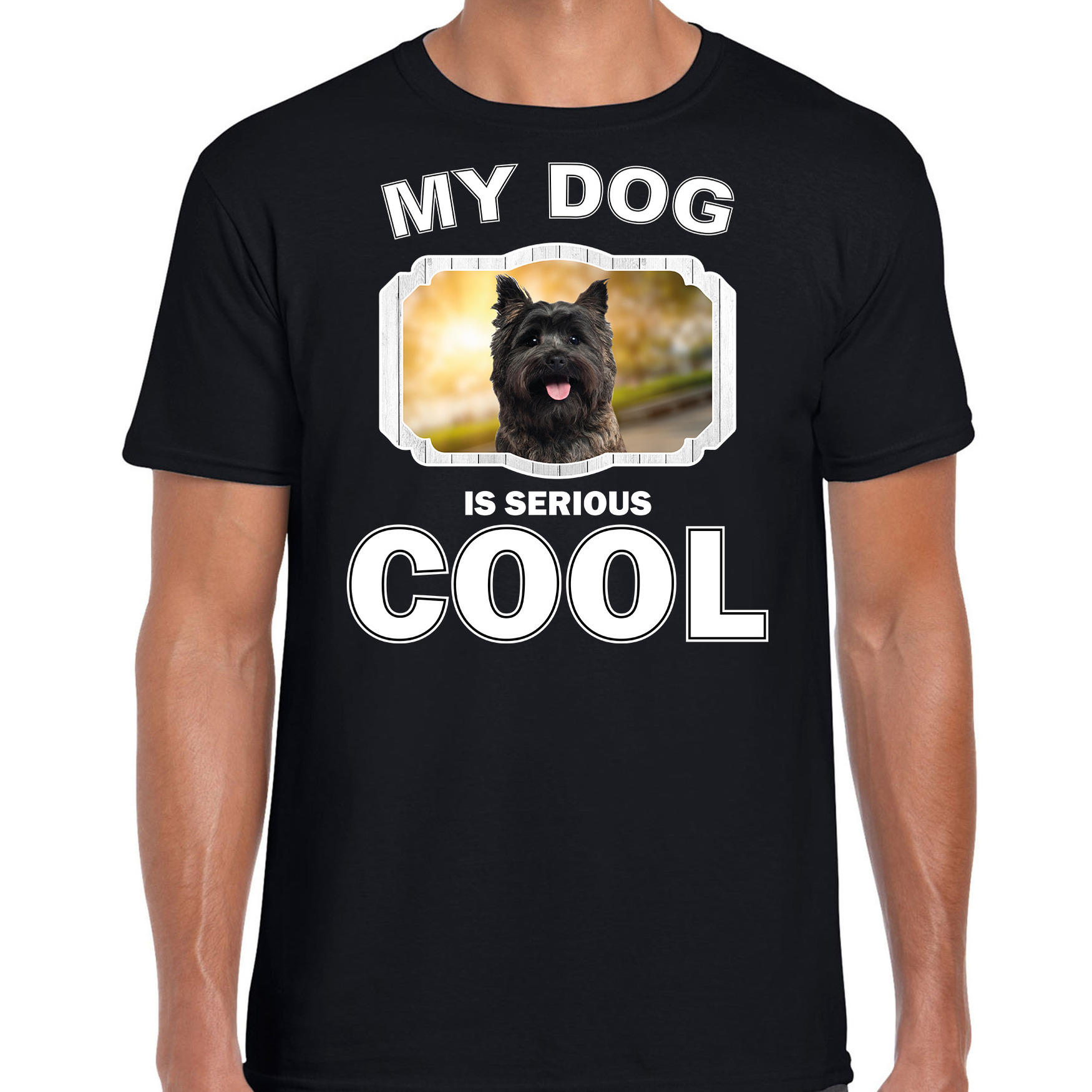 Cairn terrier honden t-shirt my dog is serious cool zwart voor heren
