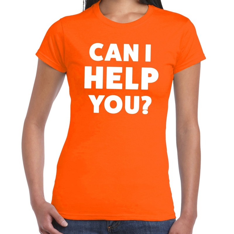 Can i help you beurs-evenementen t-shirt oranje dames
