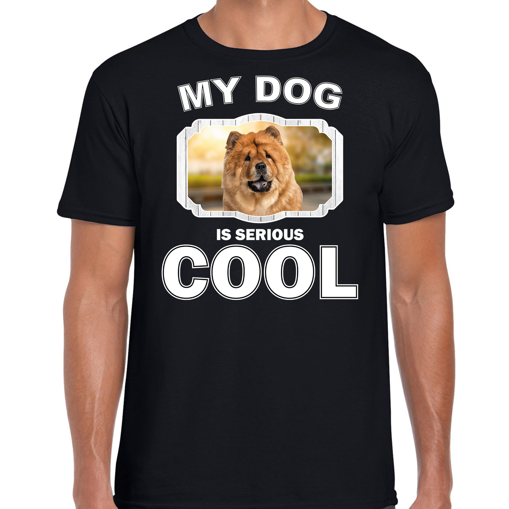 Chow chow honden t-shirt my dog is serious cool zwart voor heren