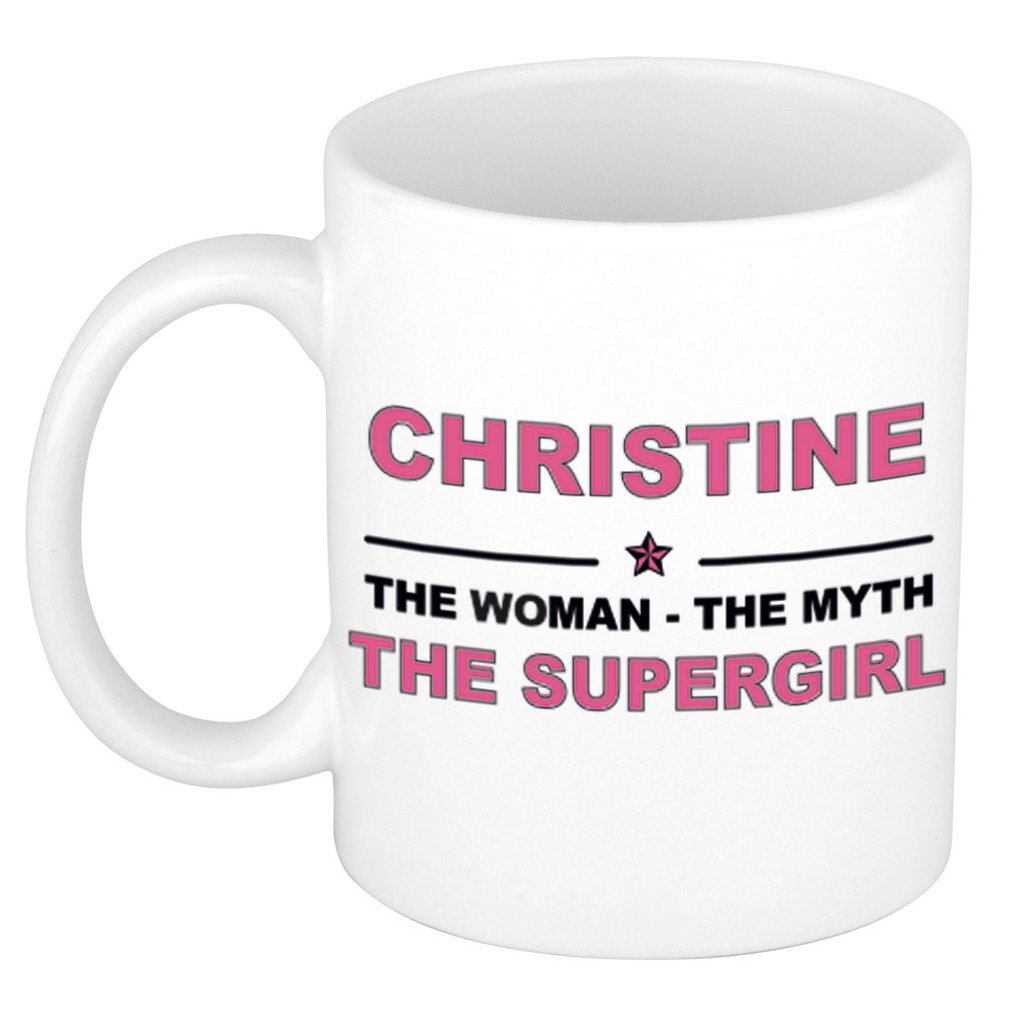 Christine The woman, The myth the supergirl bedankt cadeau mok-beker 300 ml keramiek