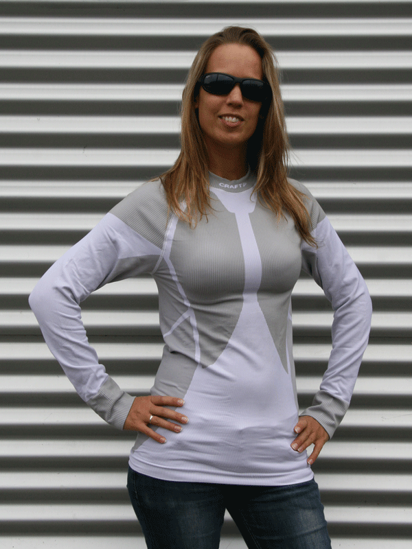 salon Lijm Krimpen Thermo shirt wit met grijs voor dames lange mouw in oranje artikelen winkel  Oranjeshopper