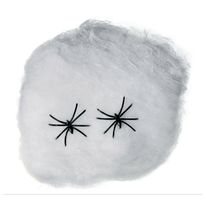 Decoratie spinnenweb-spinrag met spinnen 40 gram wit Halloween-horror versiering