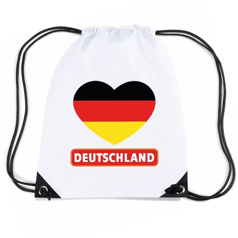 Duitsland hart vlag nylon rugzak wit