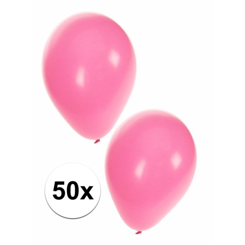 Feestversiering helium ballonnen lichtroze 50 stuks