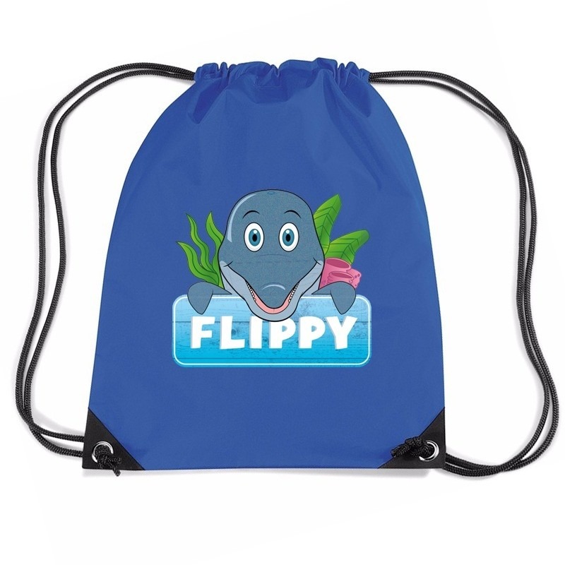 Flippy de Dolfijn rugtas-gymtas blauw voor kinderen
