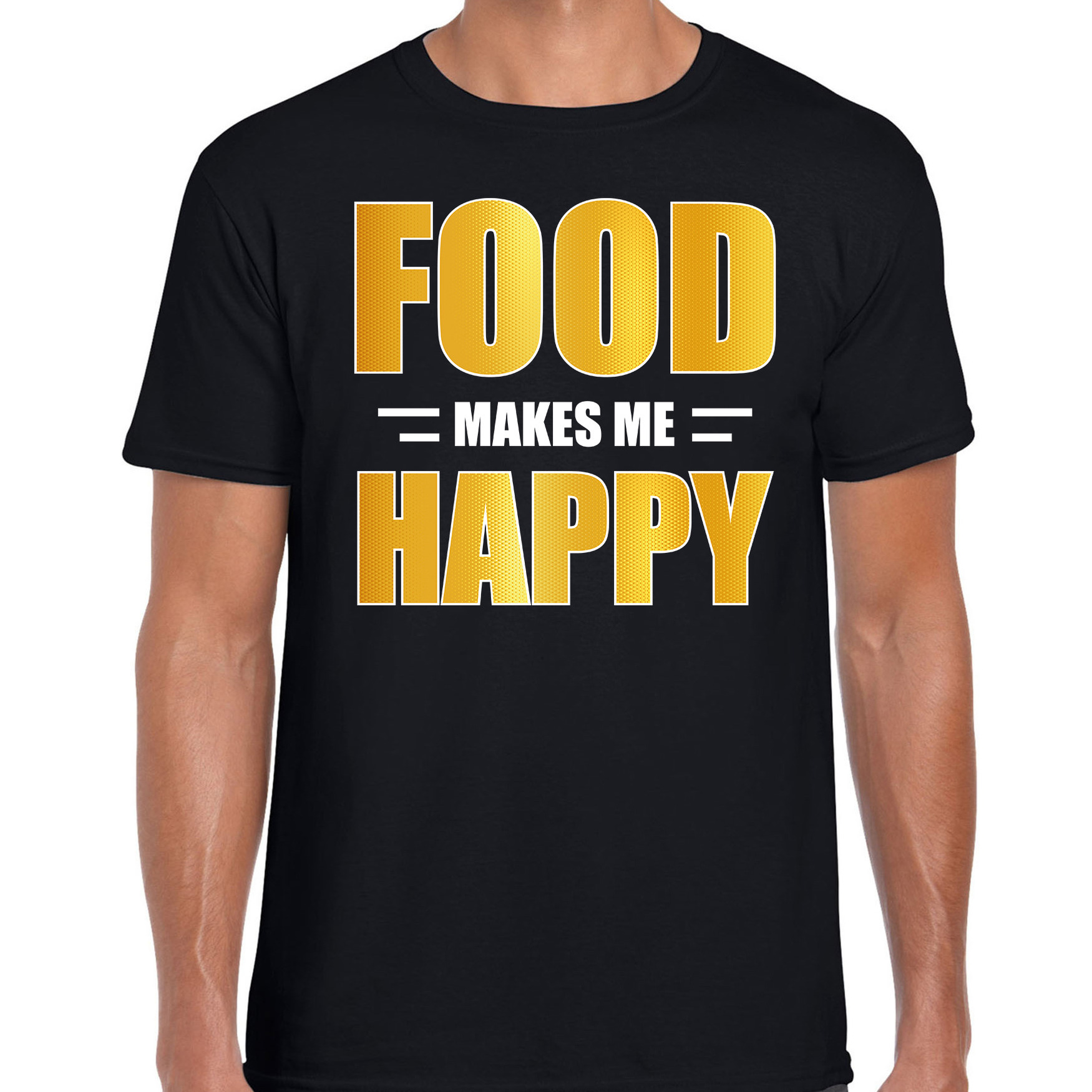 Food makes me happy t-shirt-kleding zwart voor heren