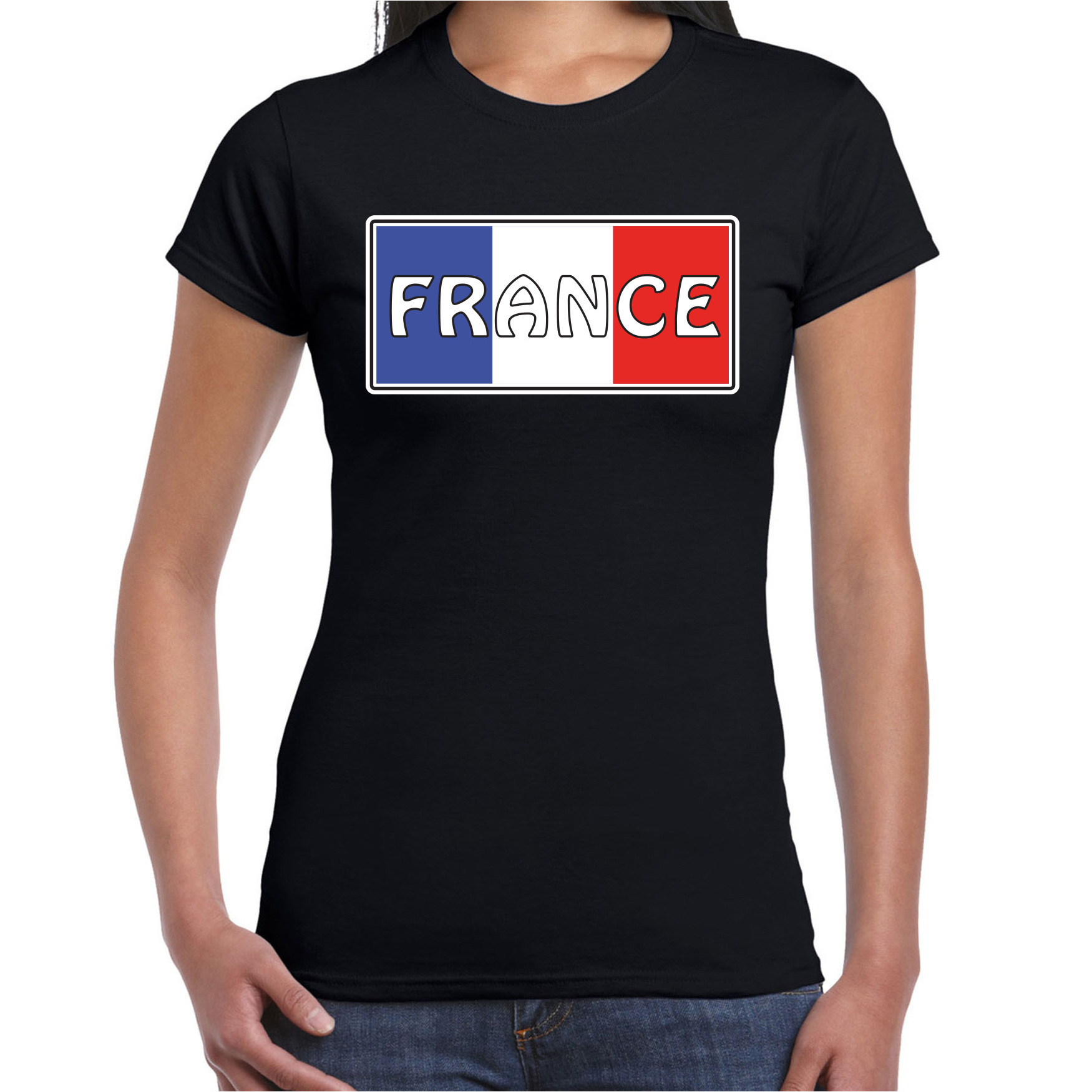Frankrijk-France landen t-shirt zwart dames