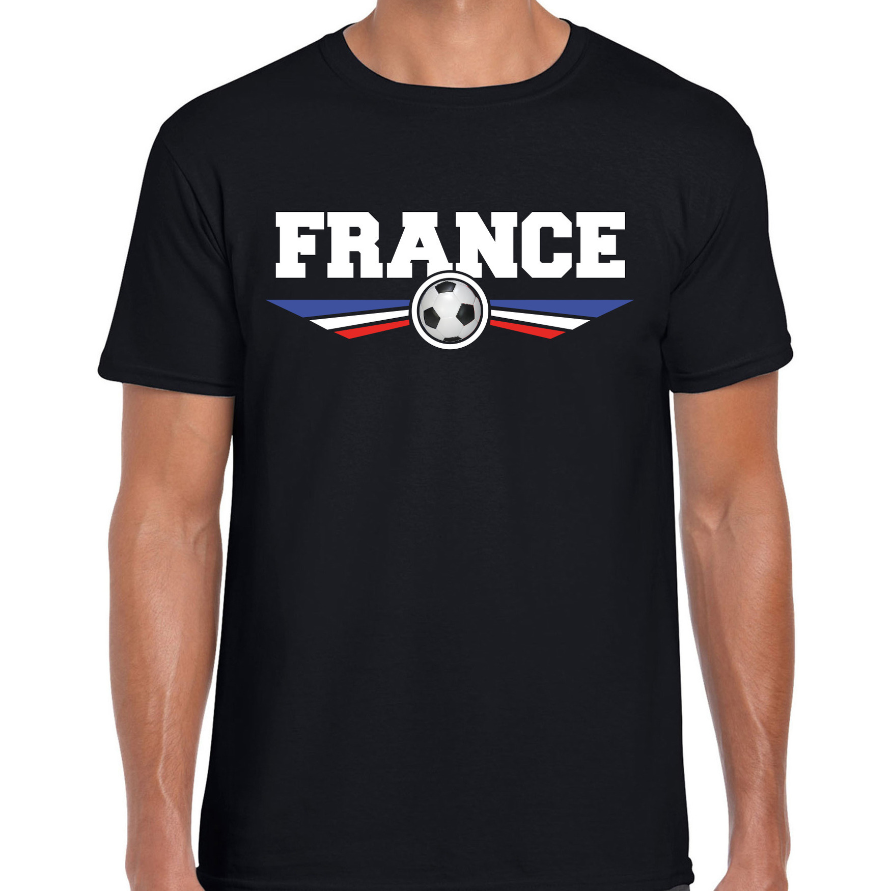 Frankrijk-France landen-voetbal t-shirt zwart heren