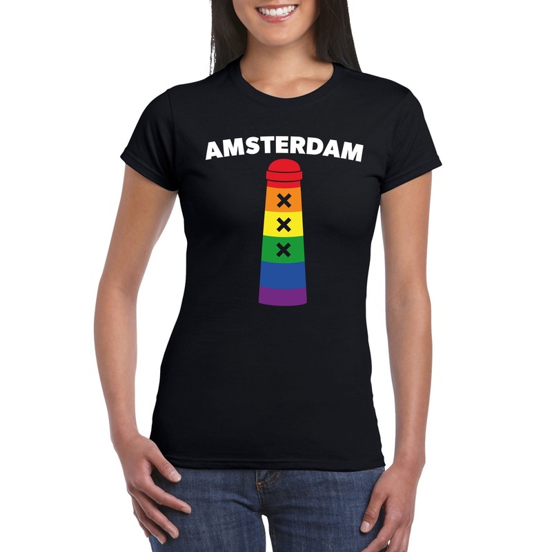 Gay Pride Amsterdammertje shirt zwart dames