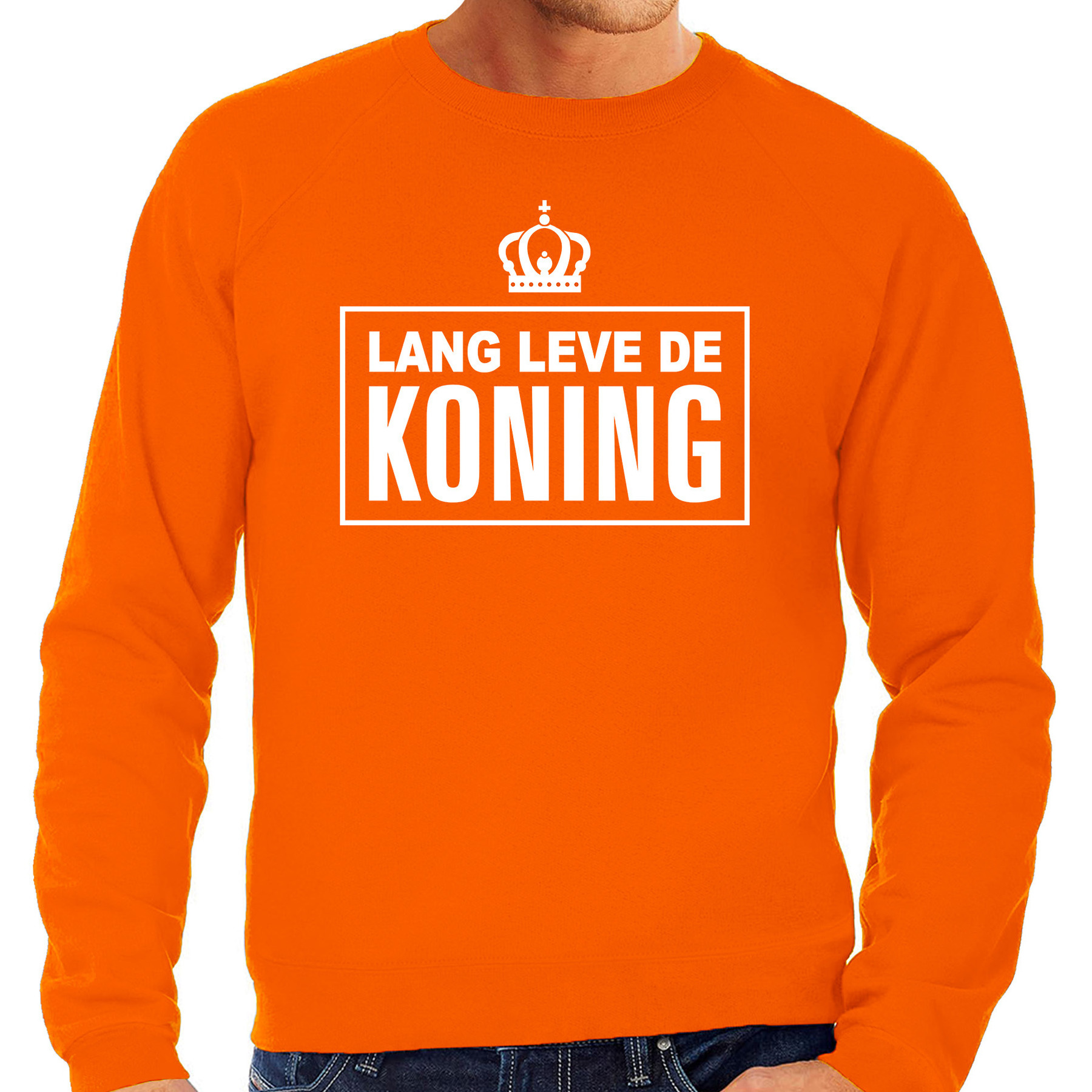 Grote maten Lang leve de Koning sweater oranje voor heren Koningsdag truien