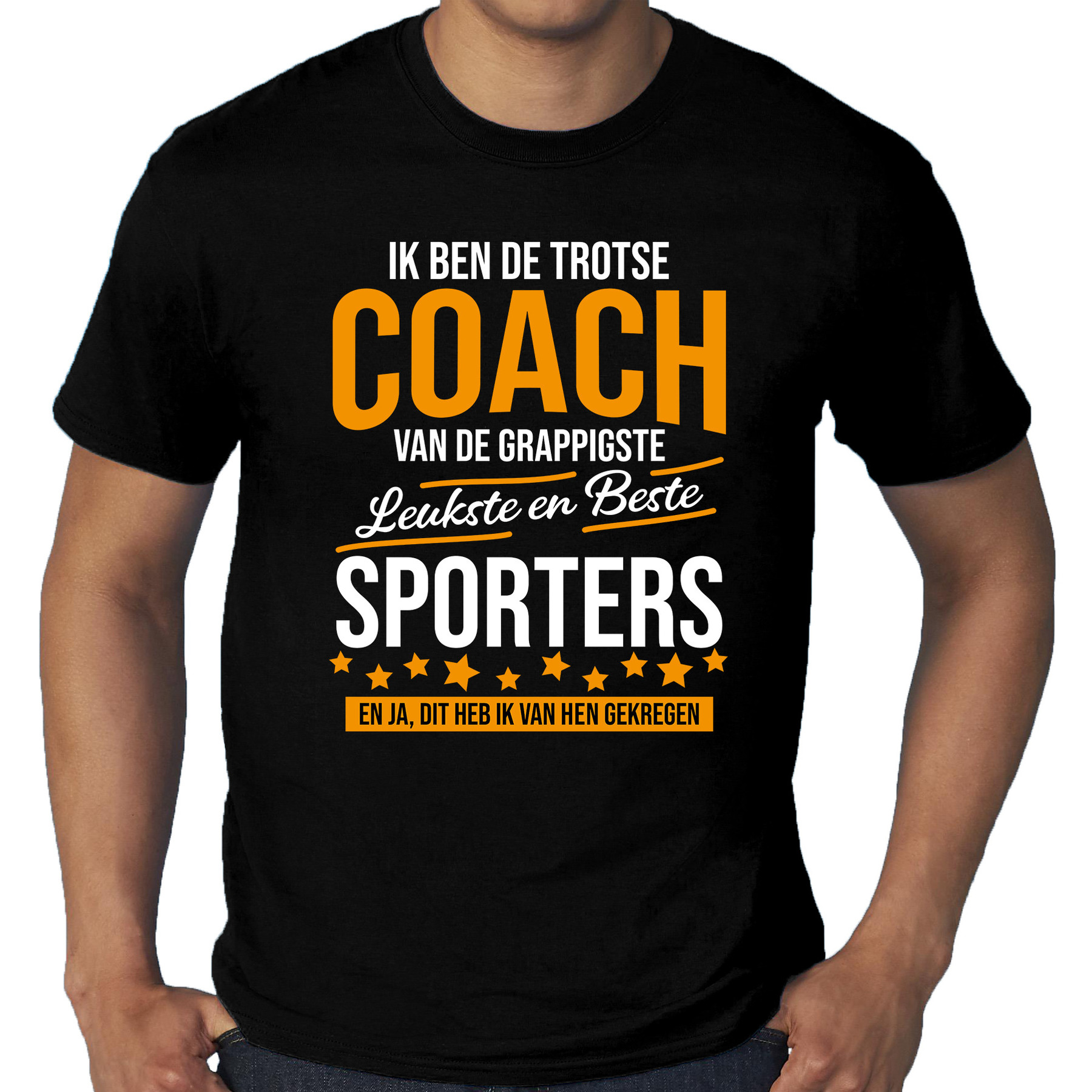 Grote maten Trotse coach van de beste sporters cadeau t-shirt zwart voor heren