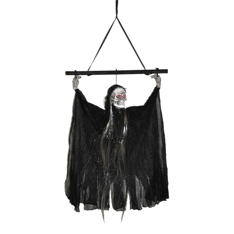 Hangende horror Halloween decoratie geest 30 cm met licht en geluid