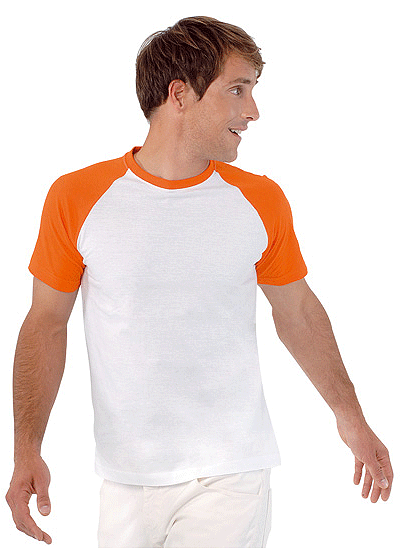 Baseball shirt wit met oranje
