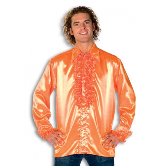 Hoge kwaliteit rouche overhemd in oranje