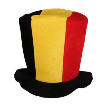 Hoge supporters feest hoed zwart geel rood Vlag Belgie
