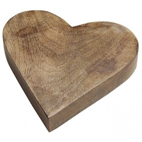 Houten serveerplank-dienblad hartvorm 20 cm