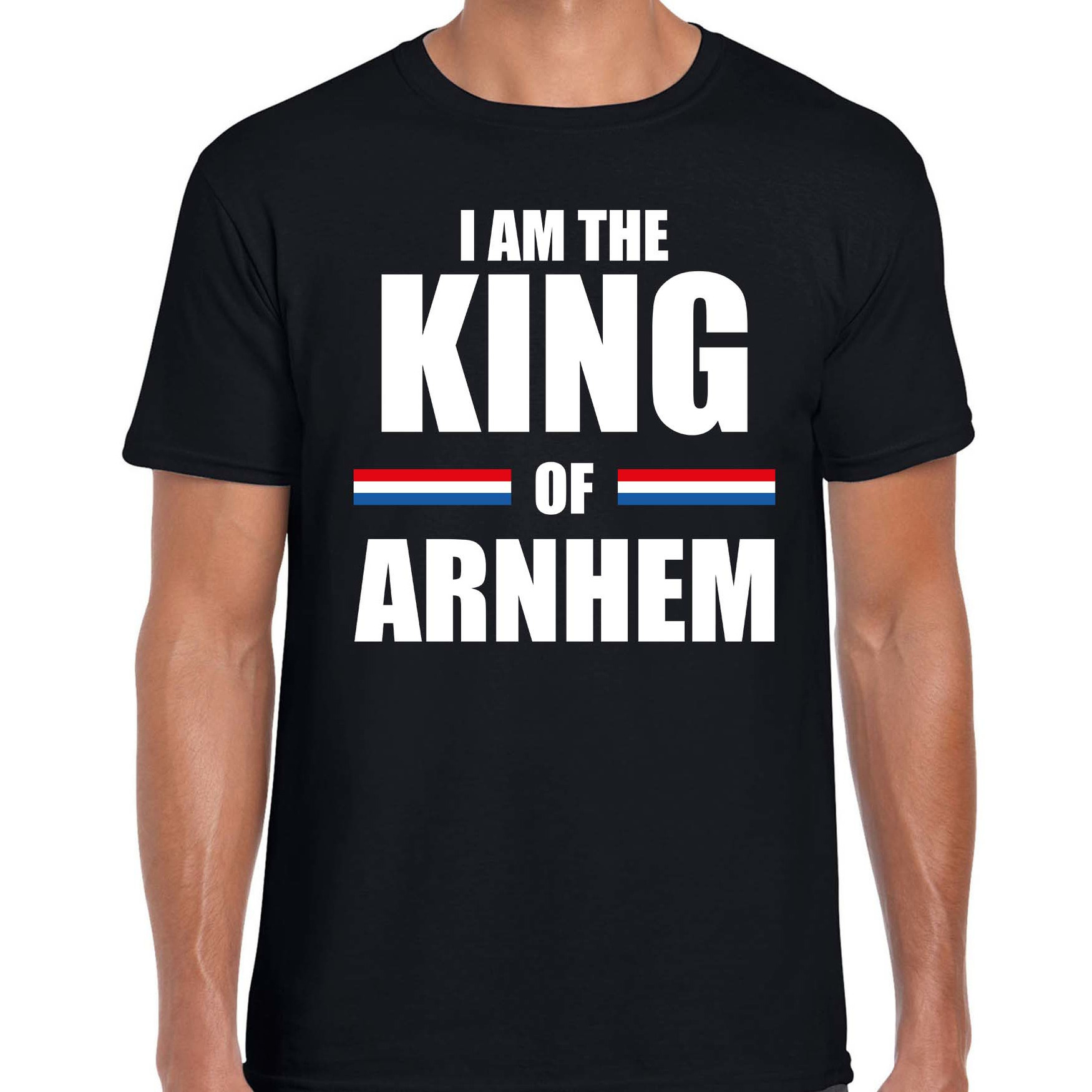 I am the King of Arnhem Koningsdag t-shirt zwart voor heren