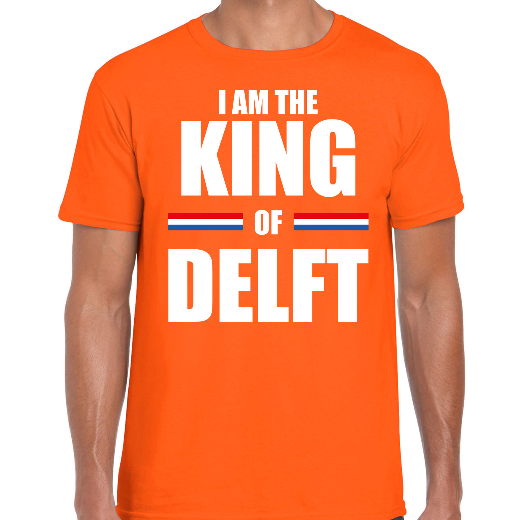 I am the King of Delft Koningsdag t-shirt oranje voor heren