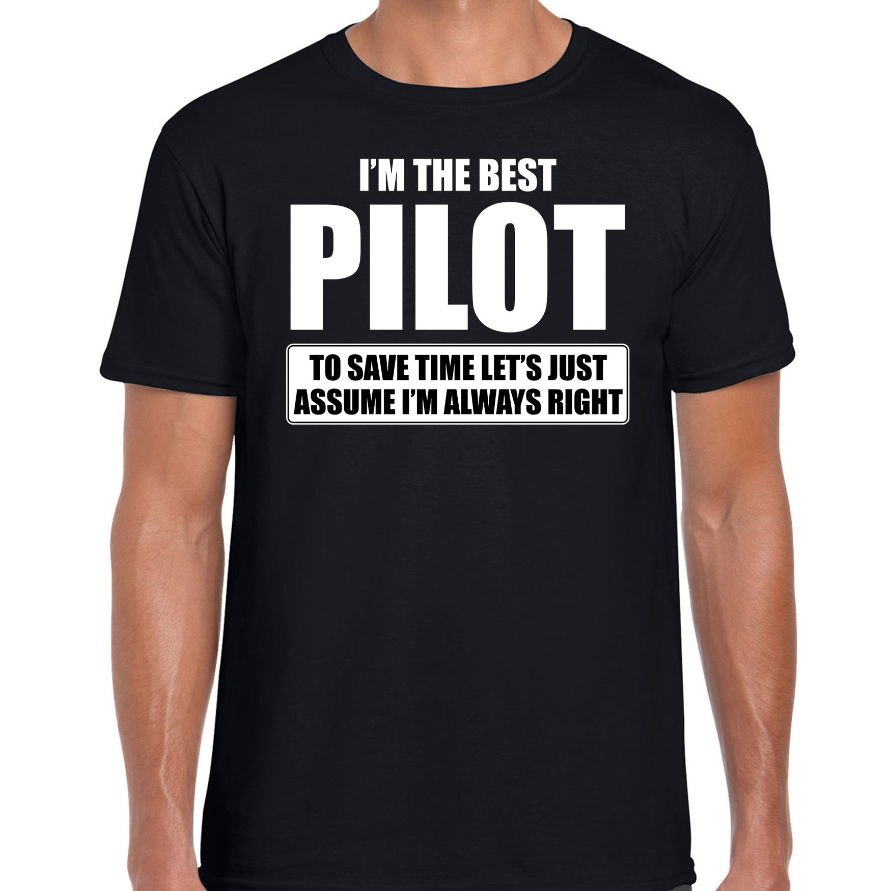 I'm the best pilot t-shirt zwart heren De beste piloot cadeau