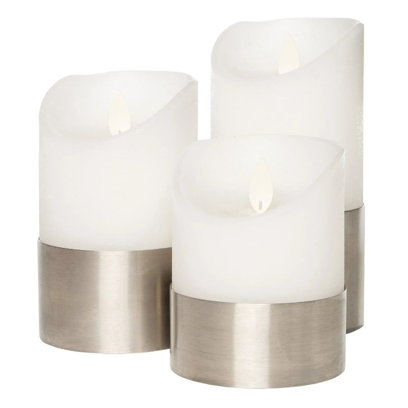 Kaarsen set van 3x stuks led stompkaarsen wit met afstandsbediening