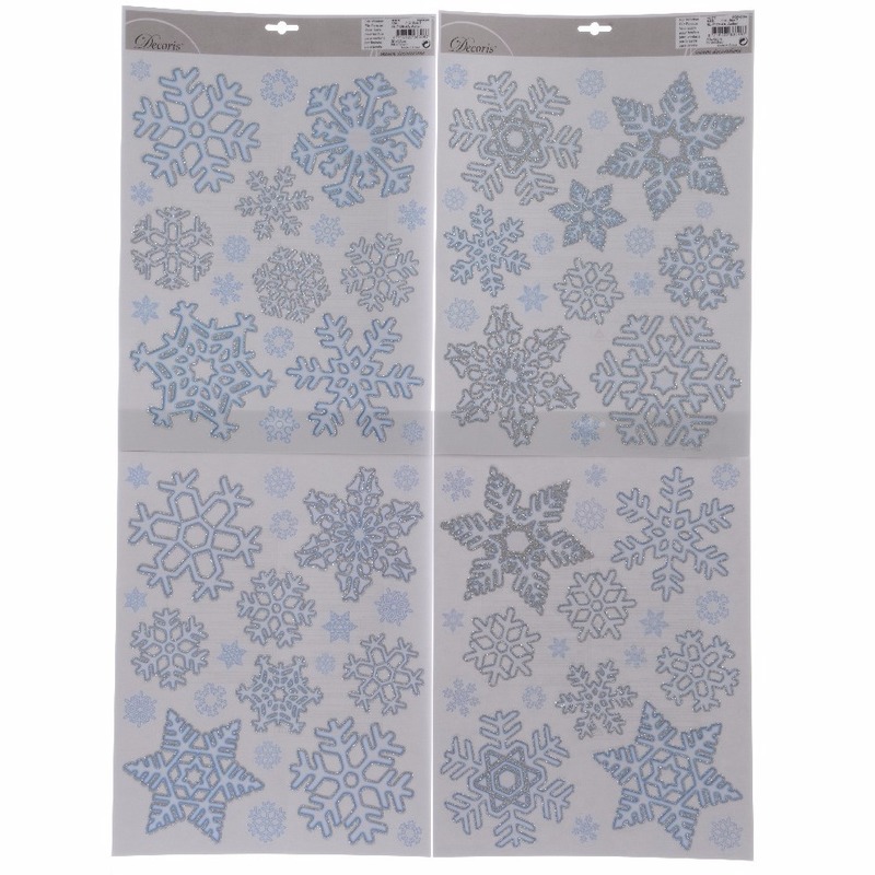 Kerst raamstickers-raamdecoratie sneeuwvlok plaatjes 30 x 46 cm