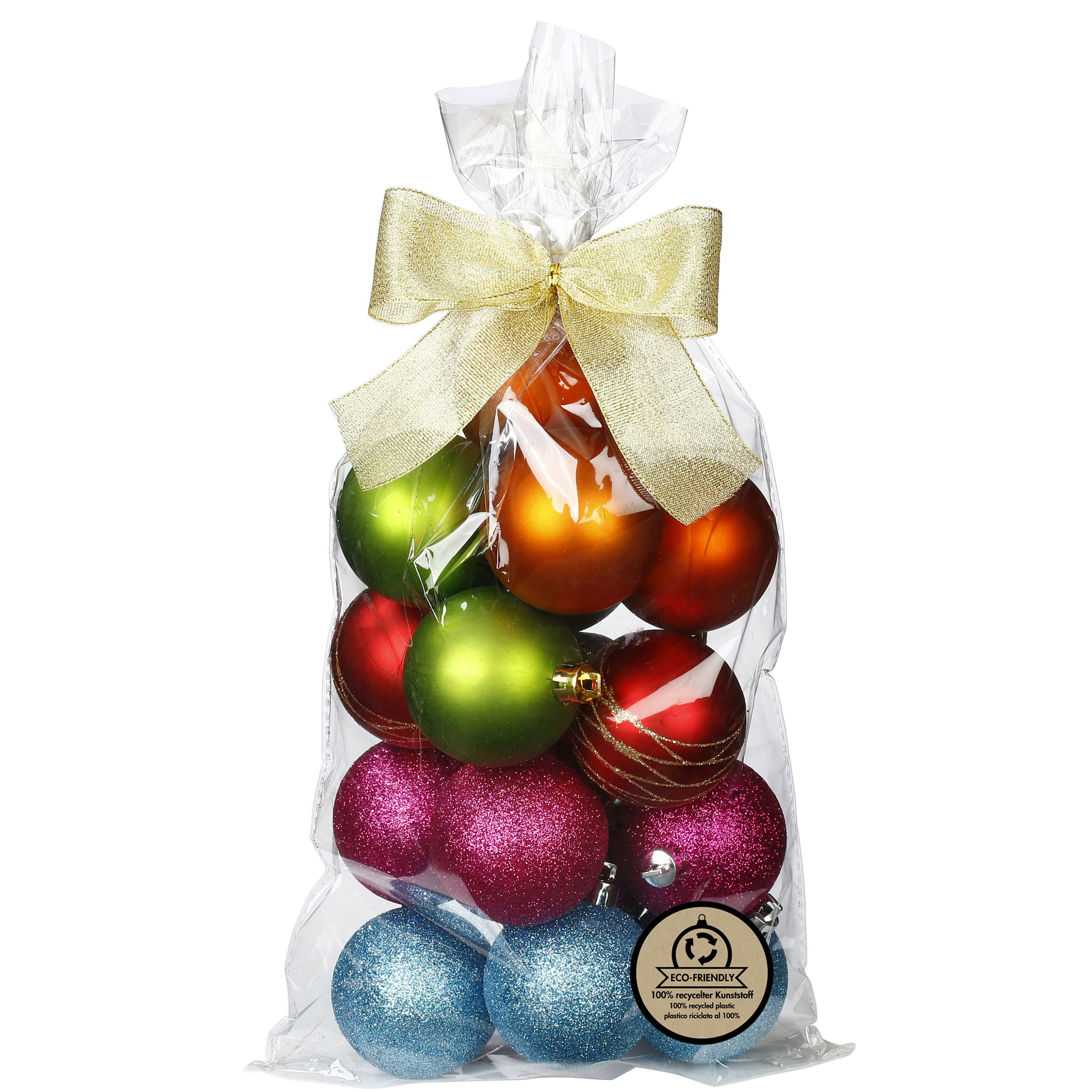 Kerstballen 16x stuks kunststof gekleurd 6 cm