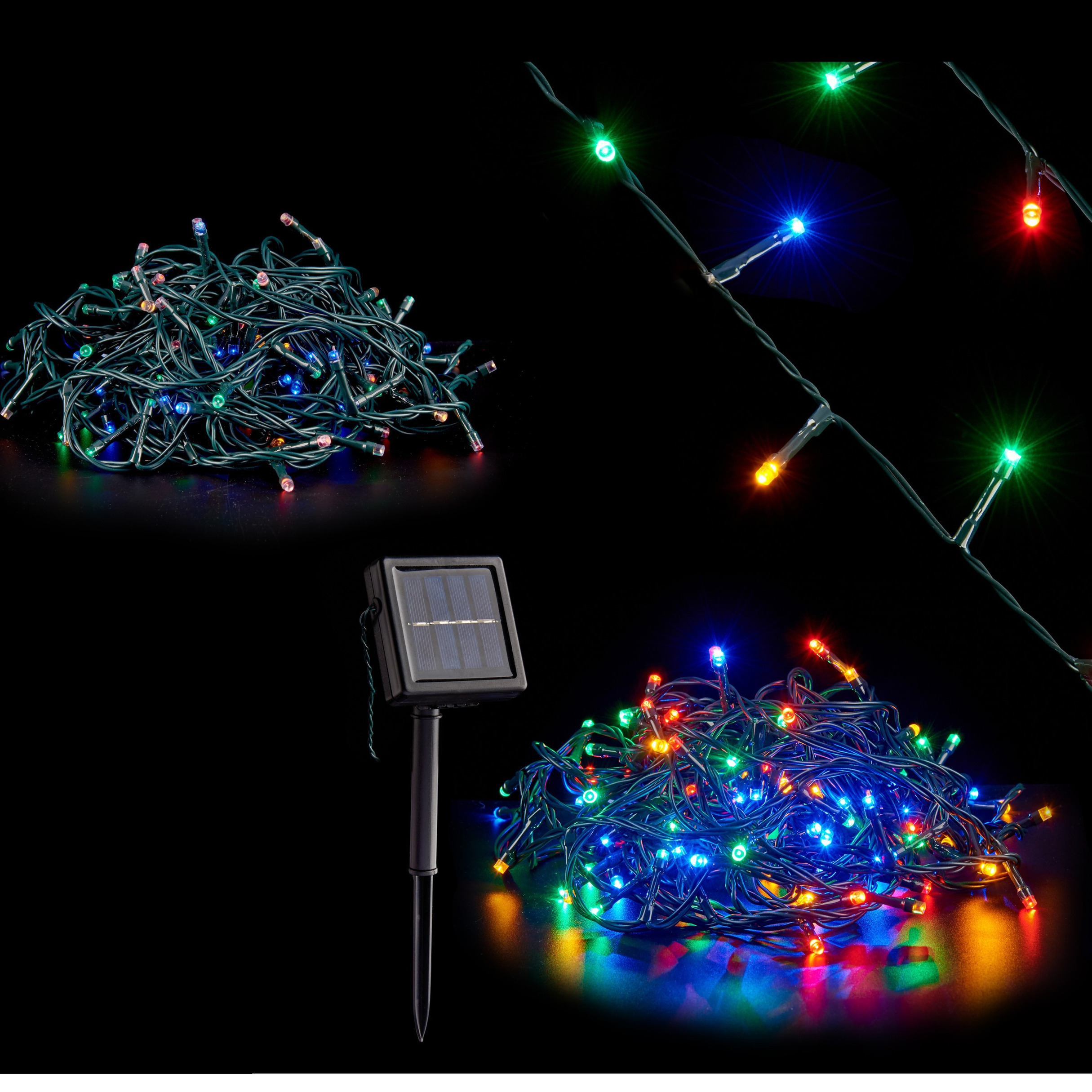 Kerstverlichting-party lights 200 gekleurde LED lampjes op zonne-energie