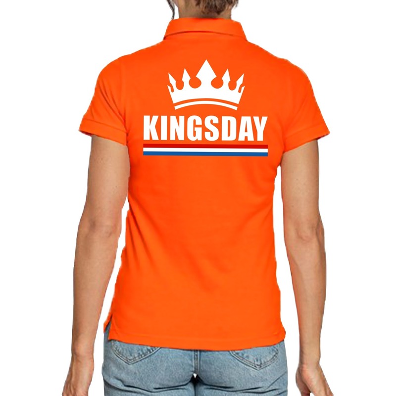 Koningsdag poloshirt Kingsday oranje voor dames