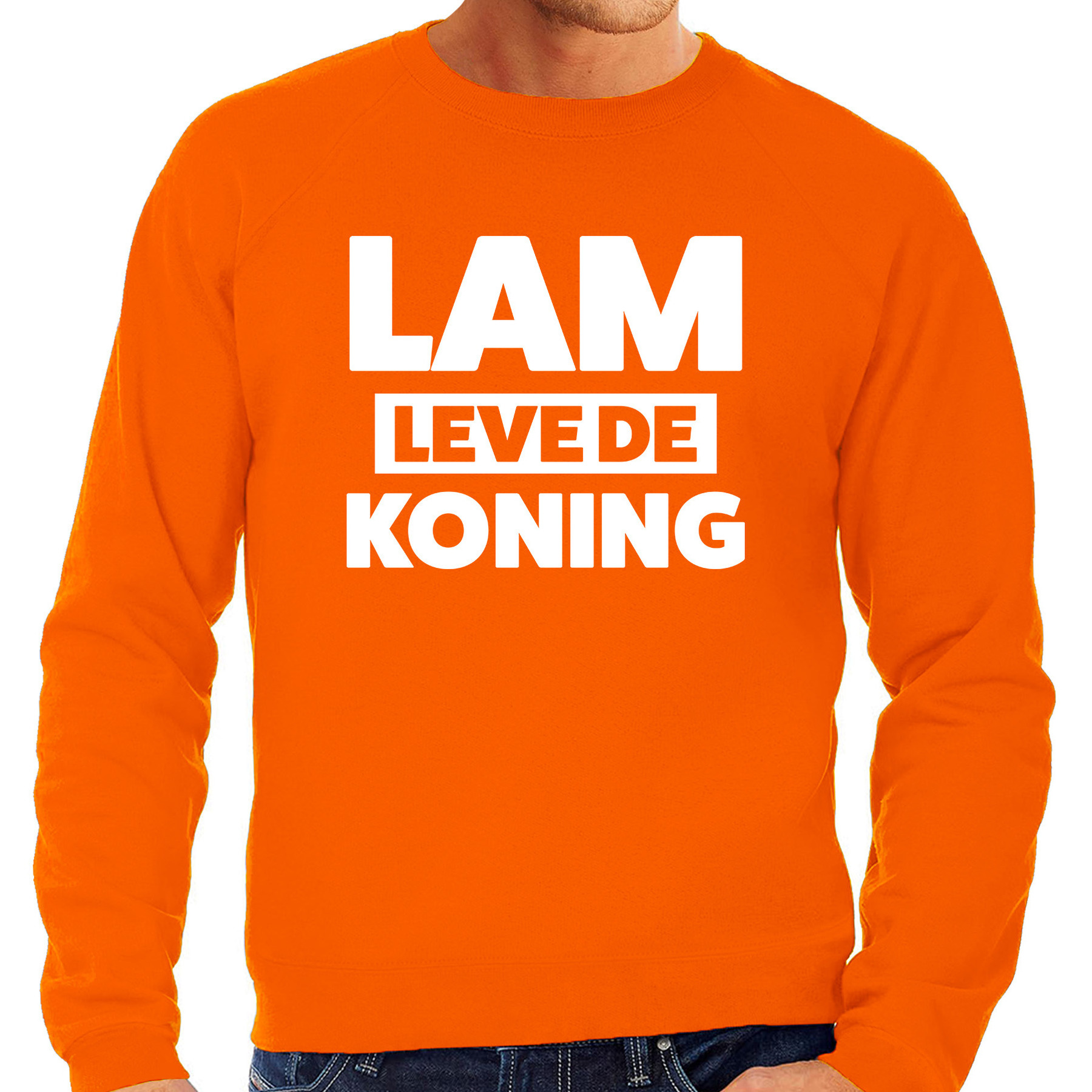 Lam leve de koning sweater oranje voor heren Koningsdag truien