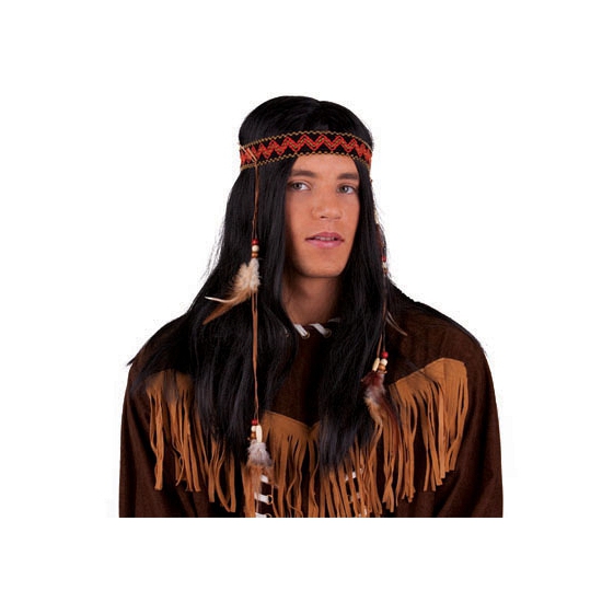 Lange indianen pruik met hoodfband