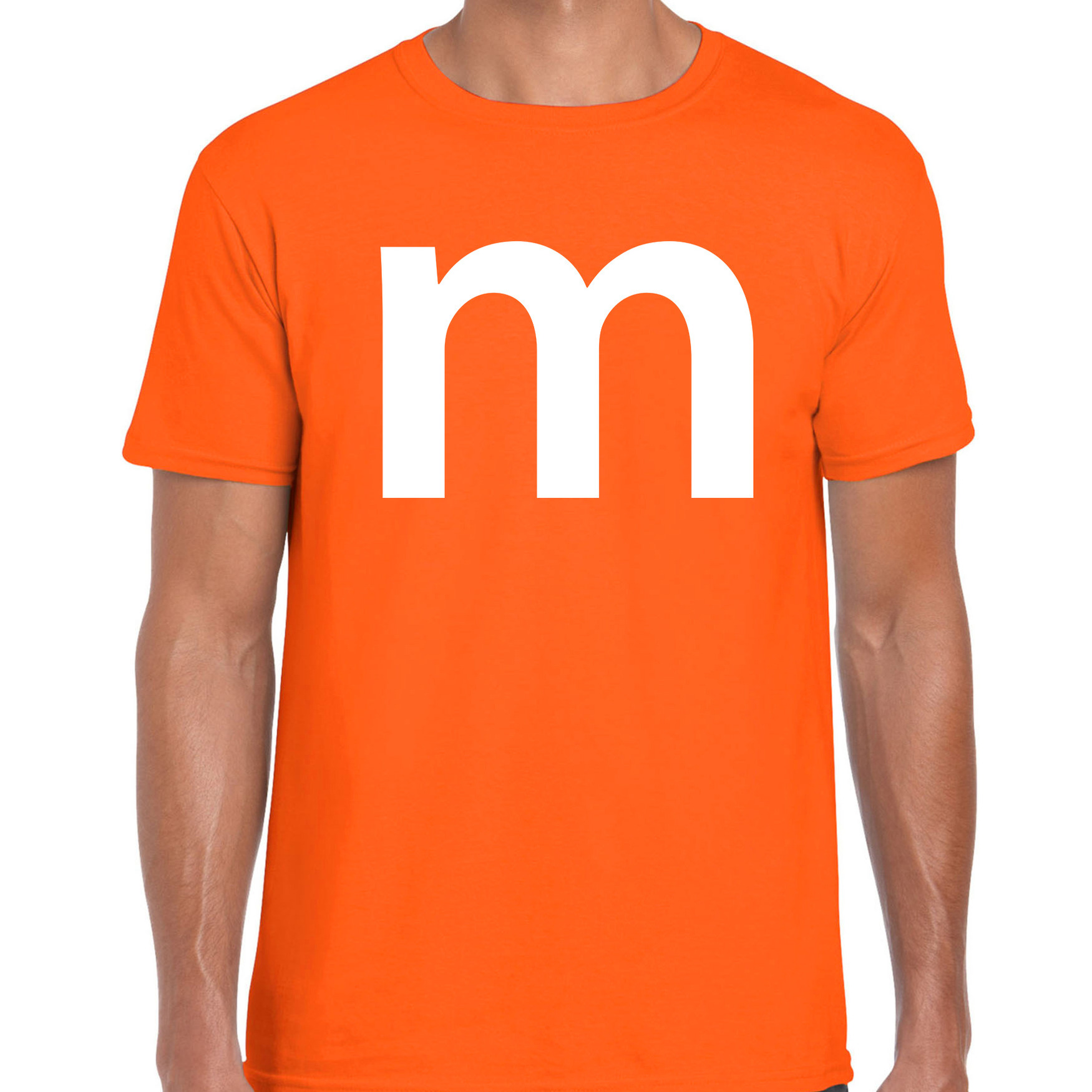 Letter M verkleed/ carnaval t-shirt oranje voor heren