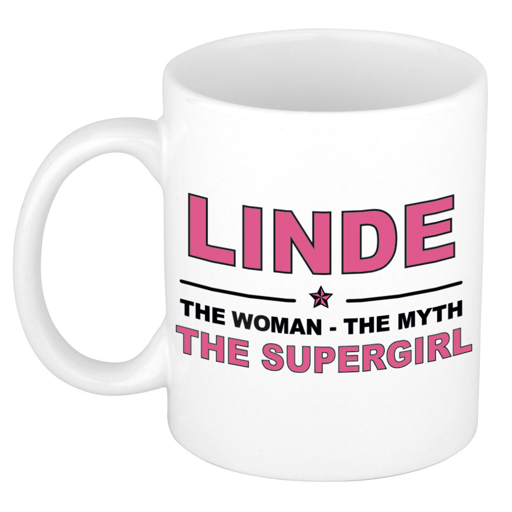 Linde The woman, The myth the supergirl bedankt cadeau mok-beker 300 ml keramiek