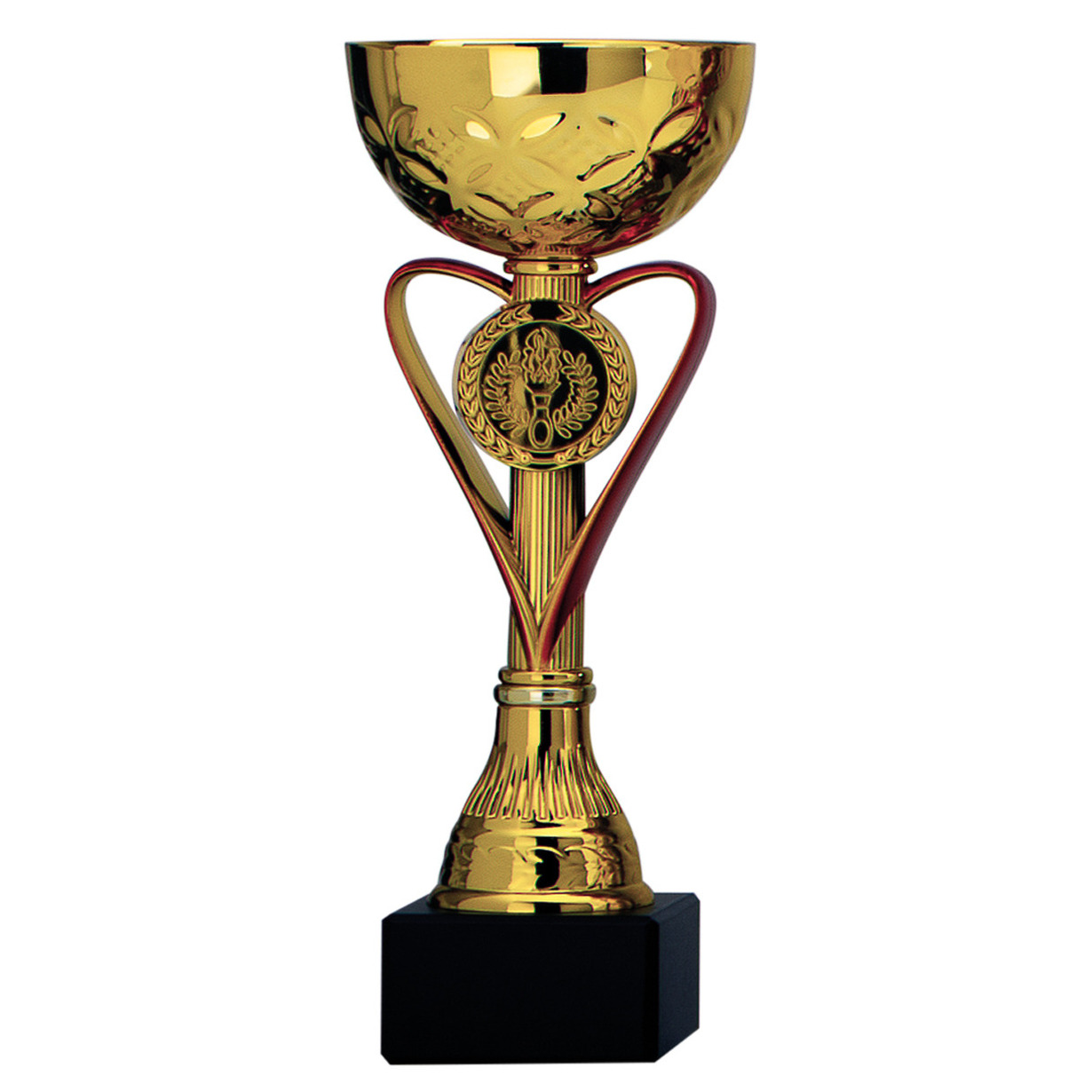 Luxe trofee-prijs beker goud met rood hart kunststof 20 x 8 cm