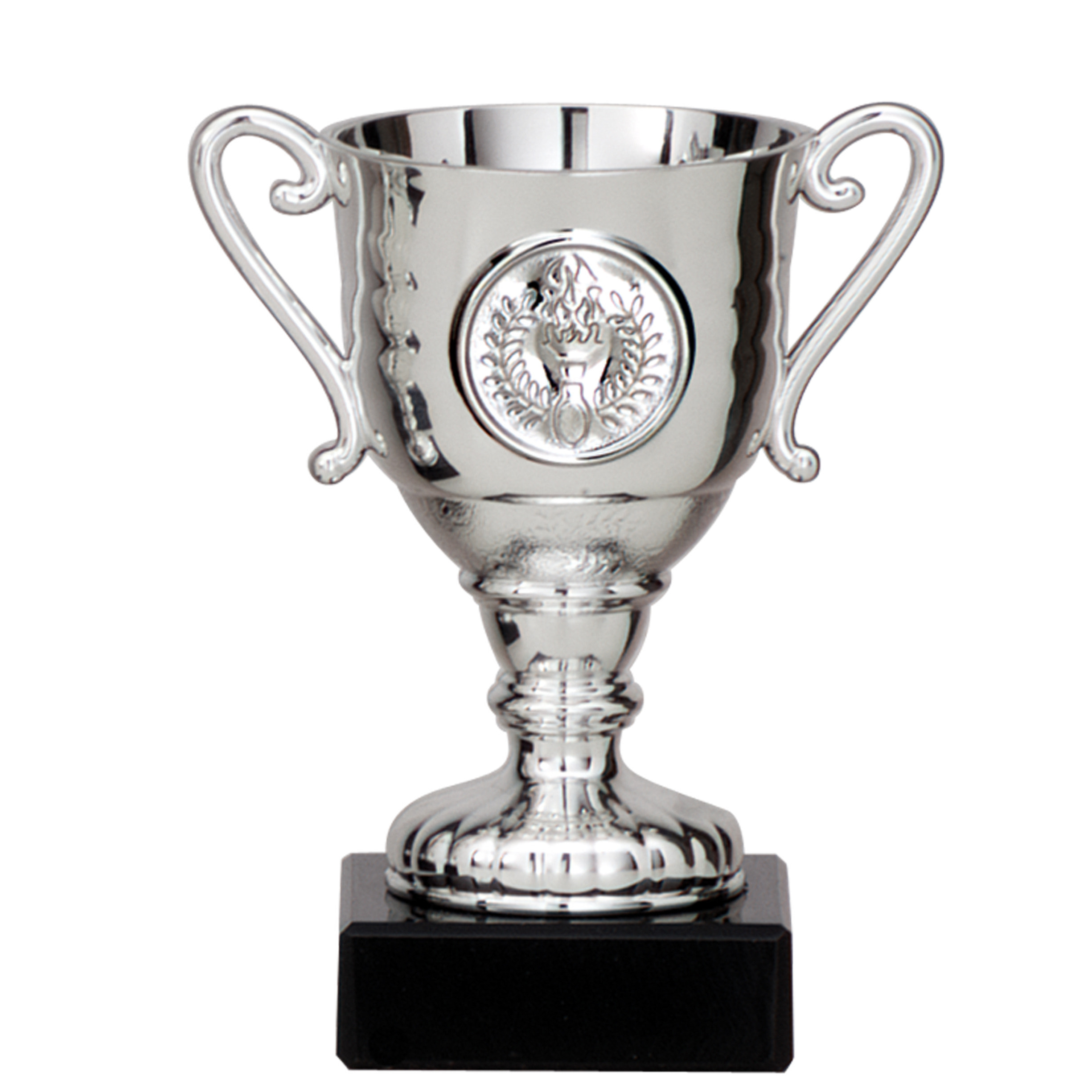 Luxe trofee-prijs beker met oren zilver metaal 11 x 6 cm