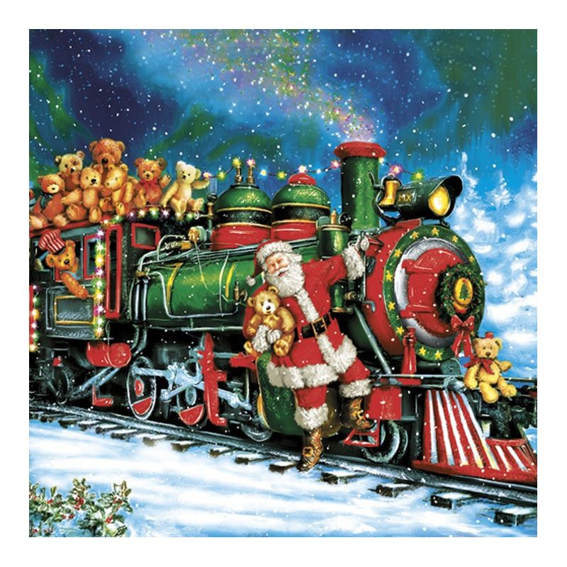 Maki kerst thema servetten 20x st 33 x 33 cm kerstman trein papier