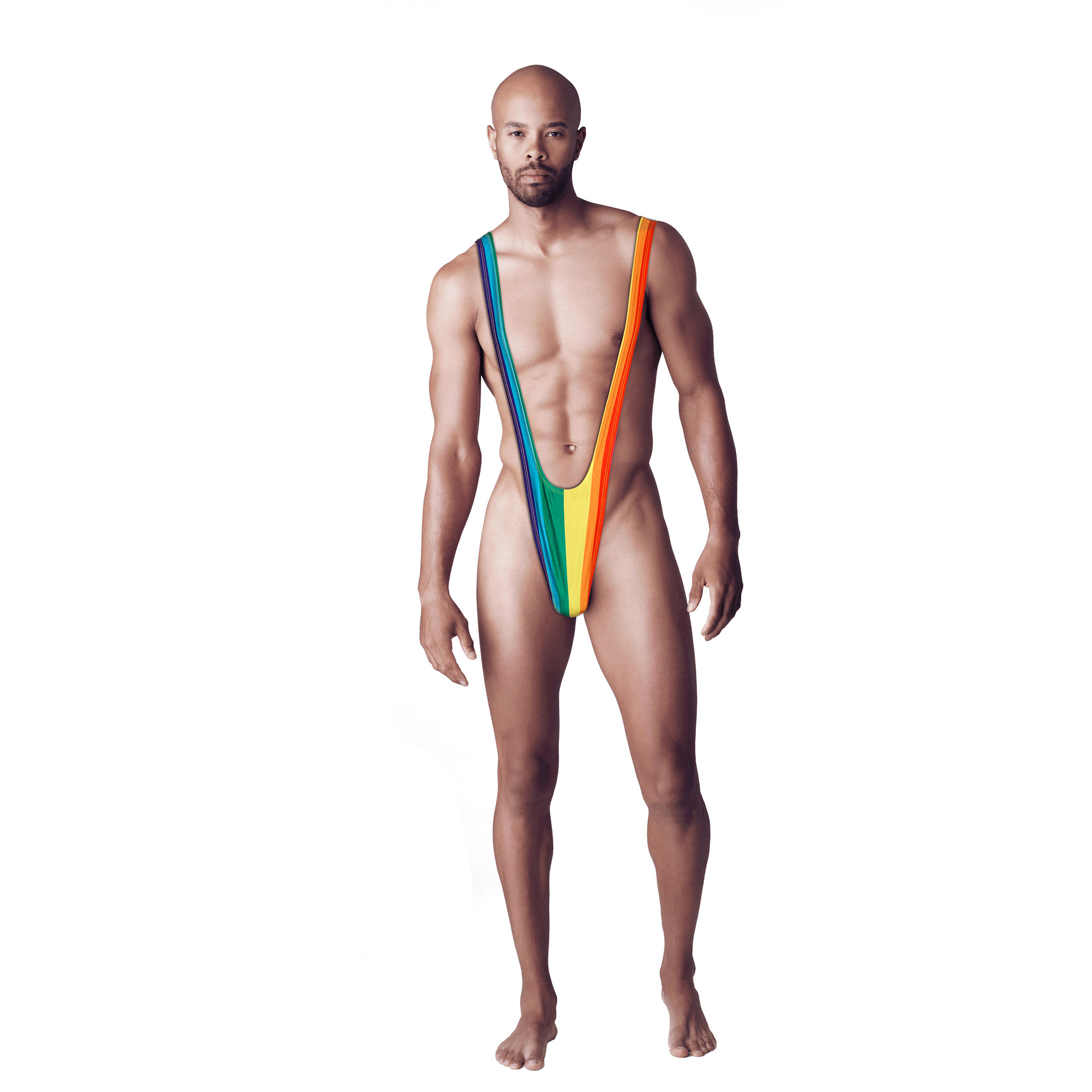 Mankini onderbroek Gay Pride-regenboog thema kleuren polyester in kadoverpakking