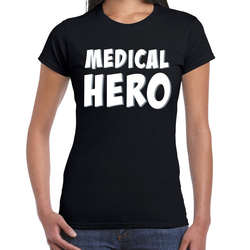 Medical hero-zorgpersoneel cadeau t-shirt zwart voor dames
