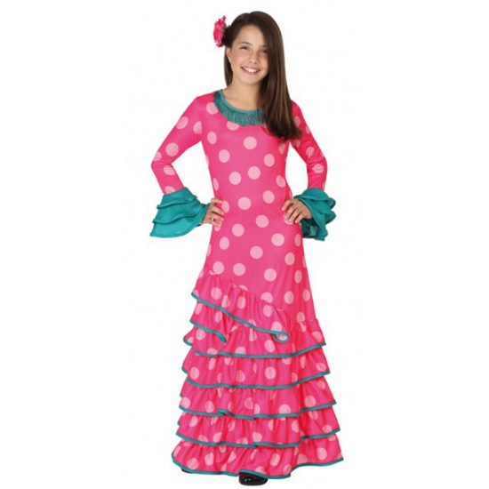 Meisjes outfit Flamenco jurk roze