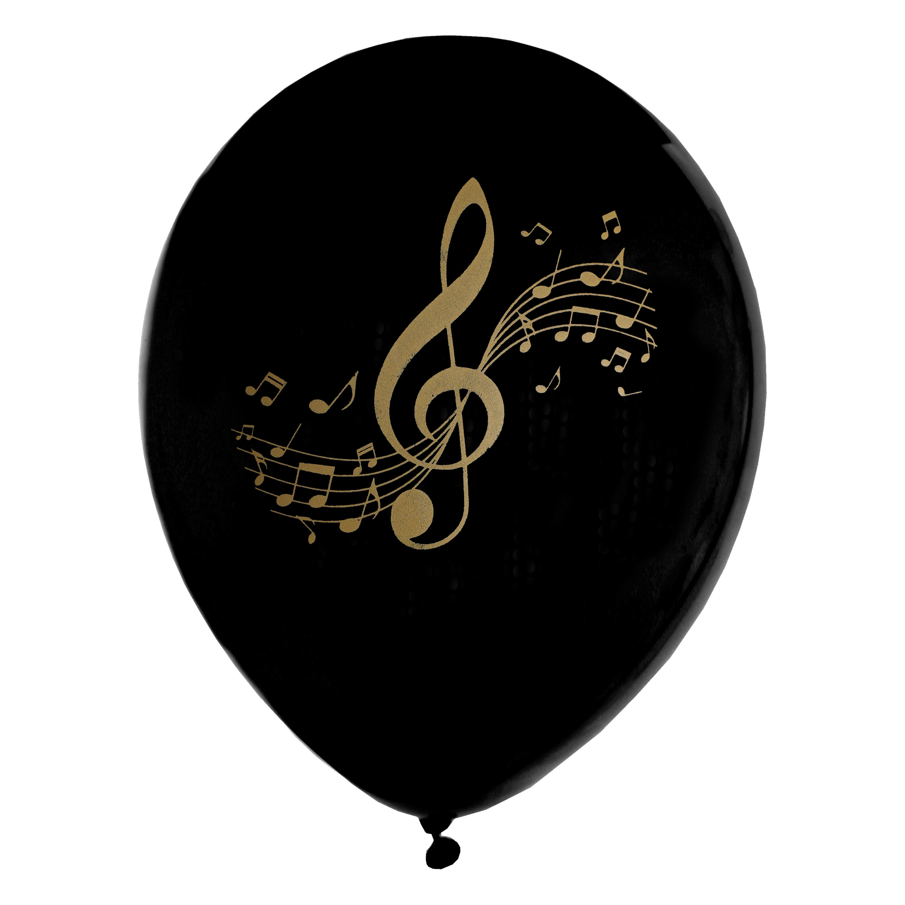 Muziek thema feest ballonnen 8x stuks 23 cm zwart-goud latex