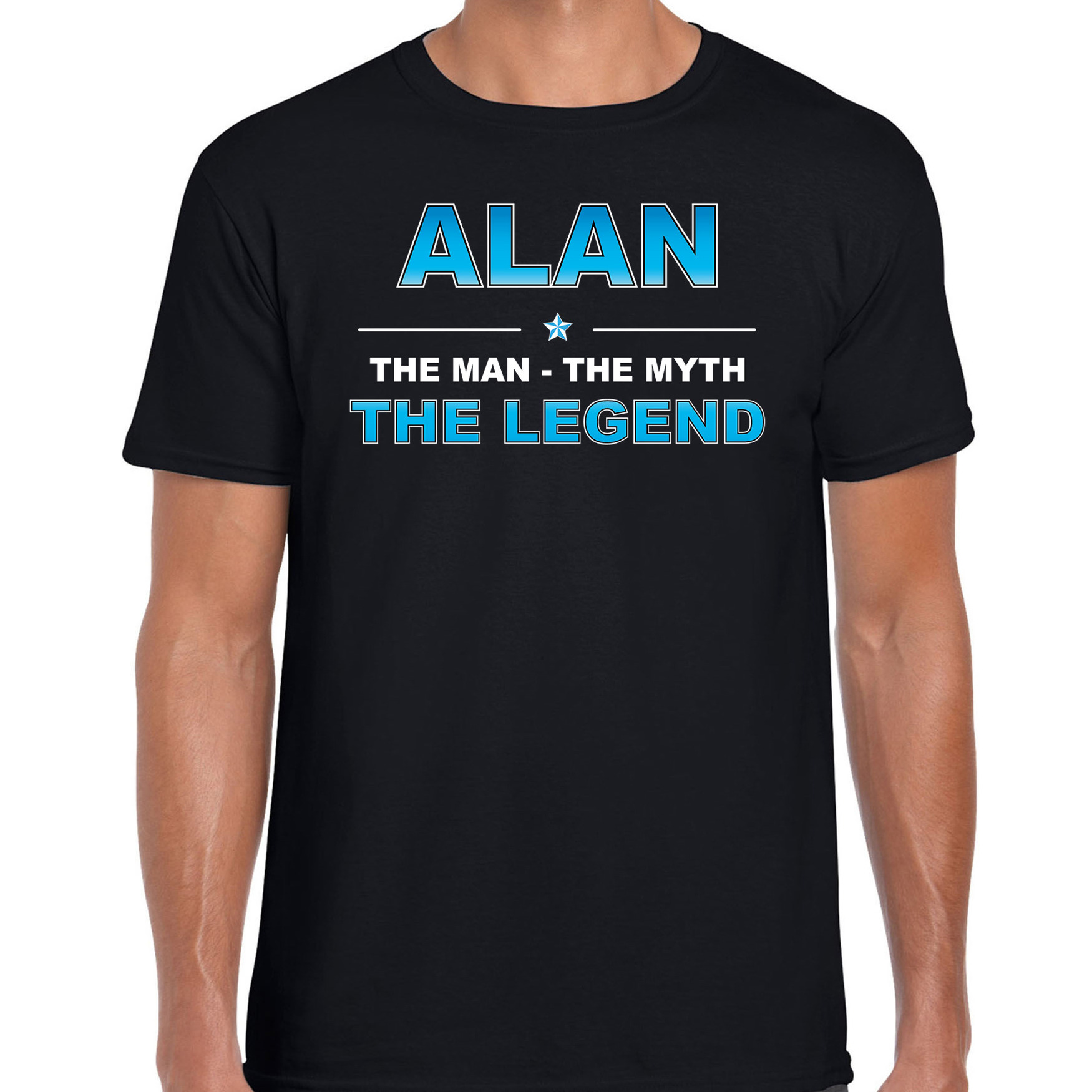 Naam cadeau t-shirt Alan the legend zwart voor heren